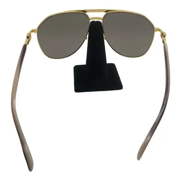 Gucci 59 MM Slim Metallic Frames Contrast Temples Classic Aviator Sunglasses - Picture 4 of 8